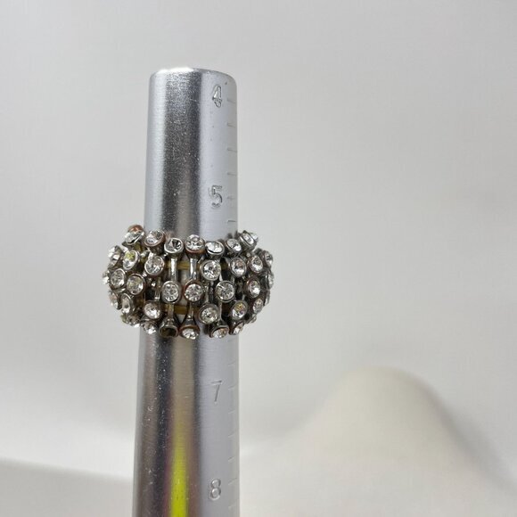 Rhinestone Stretch Cocktail Ring One‎ Size Sparkle Shine Bling Fairy Vintage - Picture 2 of 13